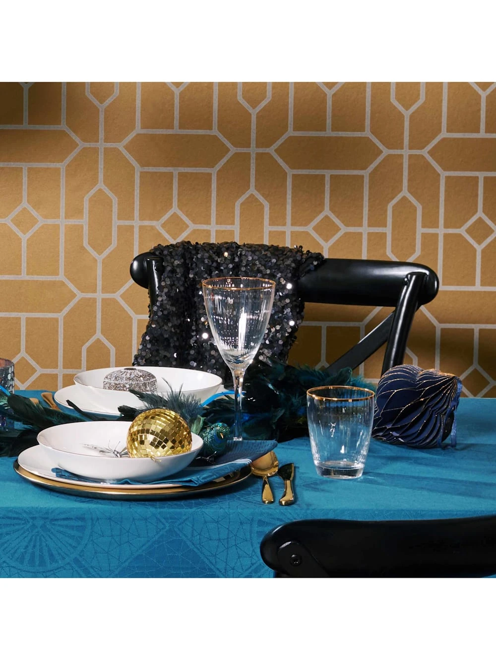 GOLDEN TWENTIES 4x Gläser Mit Goldrand Und Rillen 300ml 2 GOLDEN TWENTIES 4x Gläser Mit Goldrand Und Rillen 300ml – Bild 2