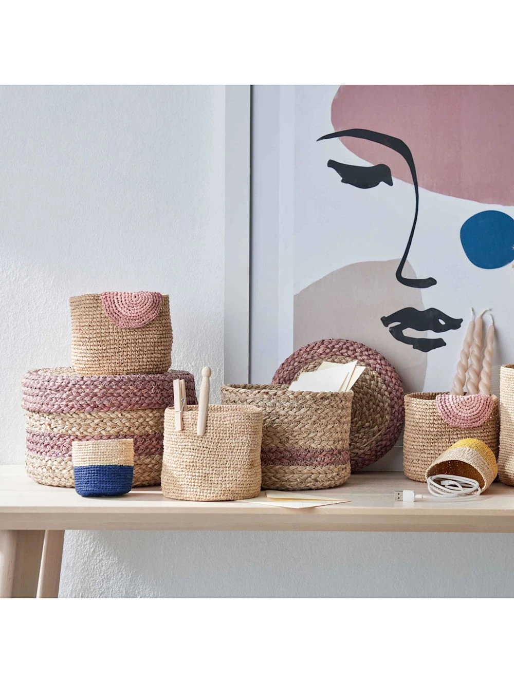 ISALO 4-tlg. Korbset Handgefertigt Aus Raffia 2 ISALO 4-tlg. Korbset Handgefertigt Aus Raffia – Bild 2