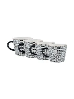 ORNAMENTS 4x Tasse Mit Goldrand 350ml