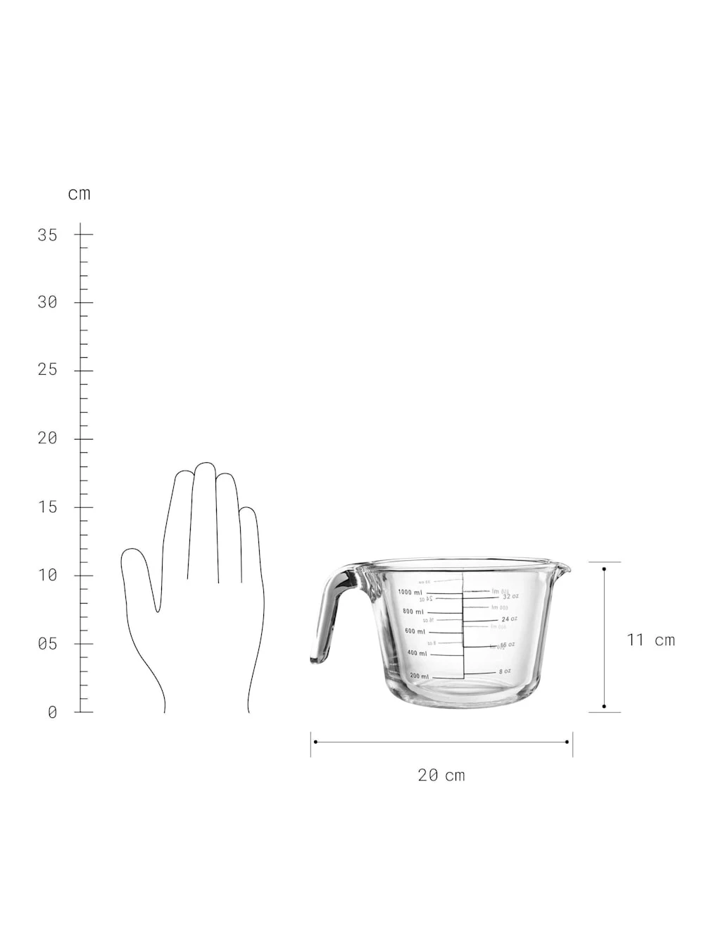 RECIPE Messbecher Aus Glas 1000ml 3 RECIPE Messbecher Aus Glas 1000ml – Bild 3