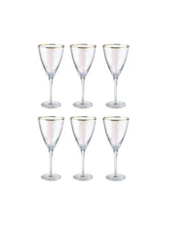 SMERALDA 6x Weingläser Mit Goldrand 400ml