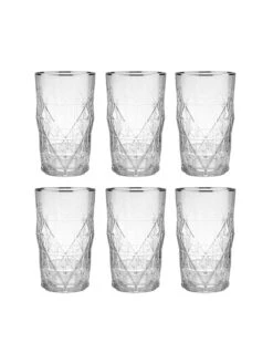 UPSCALE 6x Longdrinkgläser Mit Silberrand 460ml