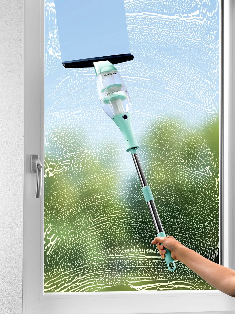 Akku-Fensterreiniger Mit Praktischer Verlängerungsstange 1 Akku-Fensterreiniger Mit Praktischer Verlängerungsstange