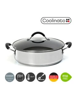 Edelstahl-Schmorpfanne Mit Deckel, Ø 24 Cm, Fassungsvermögen 2,9 Liter