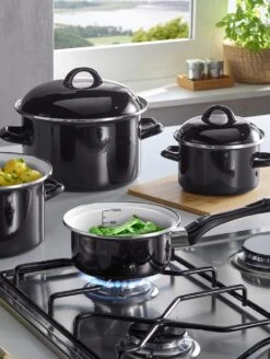 7tlg. Kochtopfset 'Black & White'