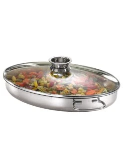 Ovaler Edelstahlbräter 3 In 1 Mit 2 Deckeln, 38 Cm -Wenko shop gsw ovaler edelstahlbraeter 3 1 2 deckeln 38 cm 0001729870 3