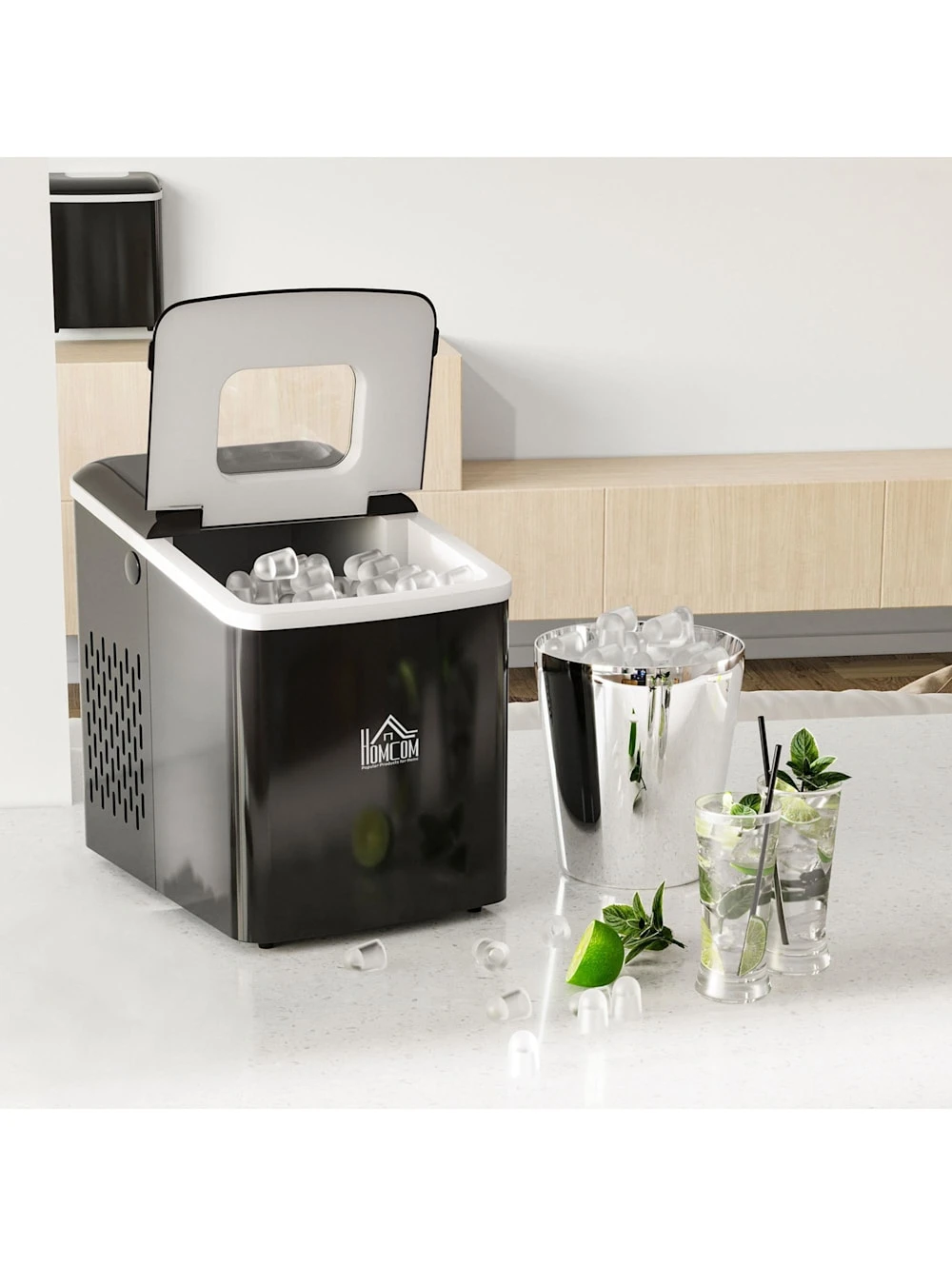 HOMCOM Eiswürfelmaschine Mit Automatischer Reinigungsfunktion 4 HOMCOM Eiswürfelmaschine Mit Automatischer Reinigungsfunktion – Bild 4