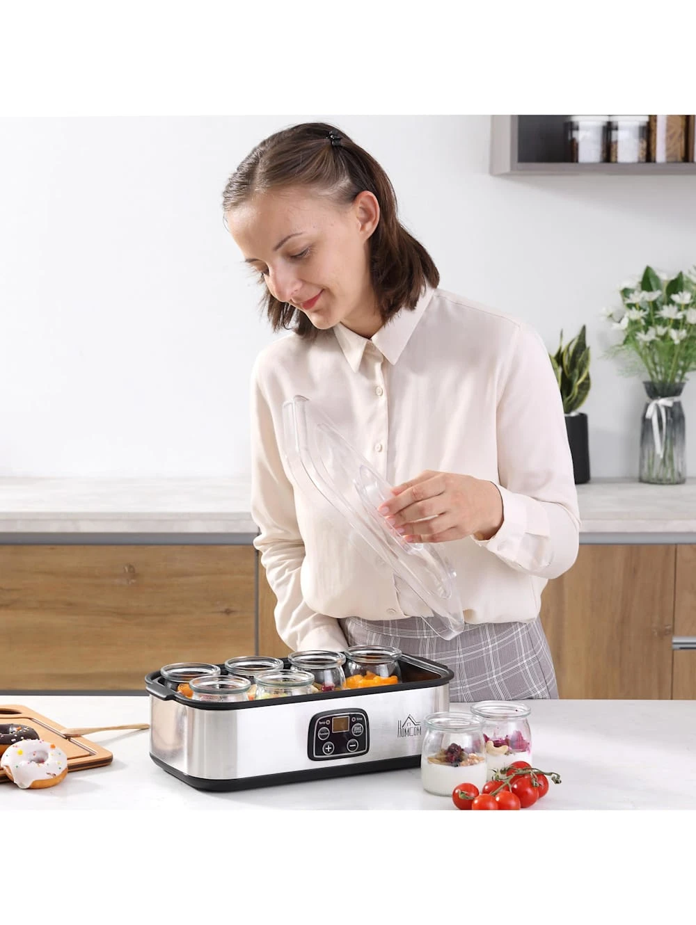 HOMCOM Joghurtbereiter Mit 8 Glasbehälter 4 HOMCOM Joghurtbereiter Mit 8 Glasbehälter – Bild 4