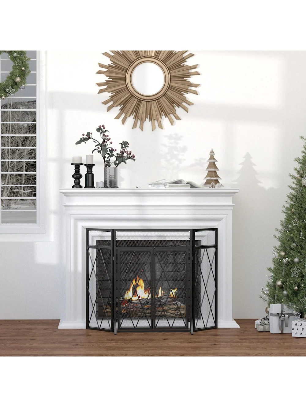 HOMCOM Kaminschirm Mit Faltbaren Design 3 HOMCOM Kaminschirm Mit Faltbaren Design – Bild 3