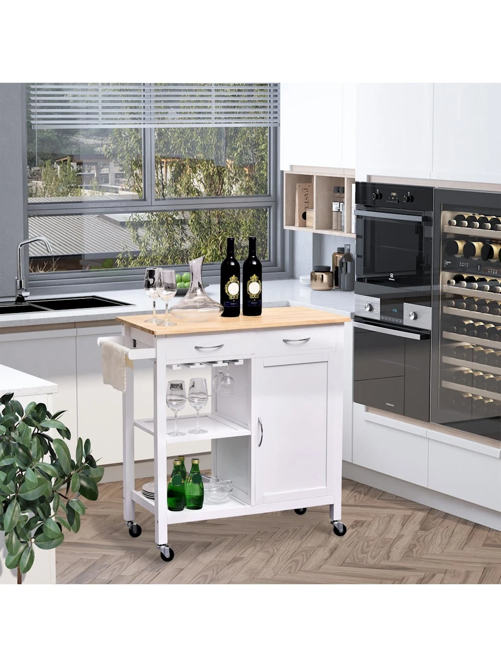 HOMCOM Küchenrollwagen Mit Vielen Staumöglichkeiten 4 HOMCOM Küchenrollwagen Mit Vielen Staumöglichkeiten – Bild 4