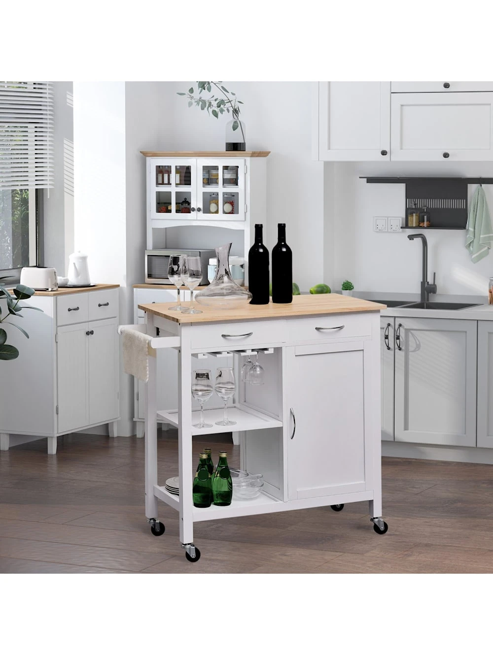 HOMCOM Küchenrollwagen Mit Vielen Staumöglichkeiten 5 HOMCOM Küchenrollwagen Mit Vielen Staumöglichkeiten – Bild 5