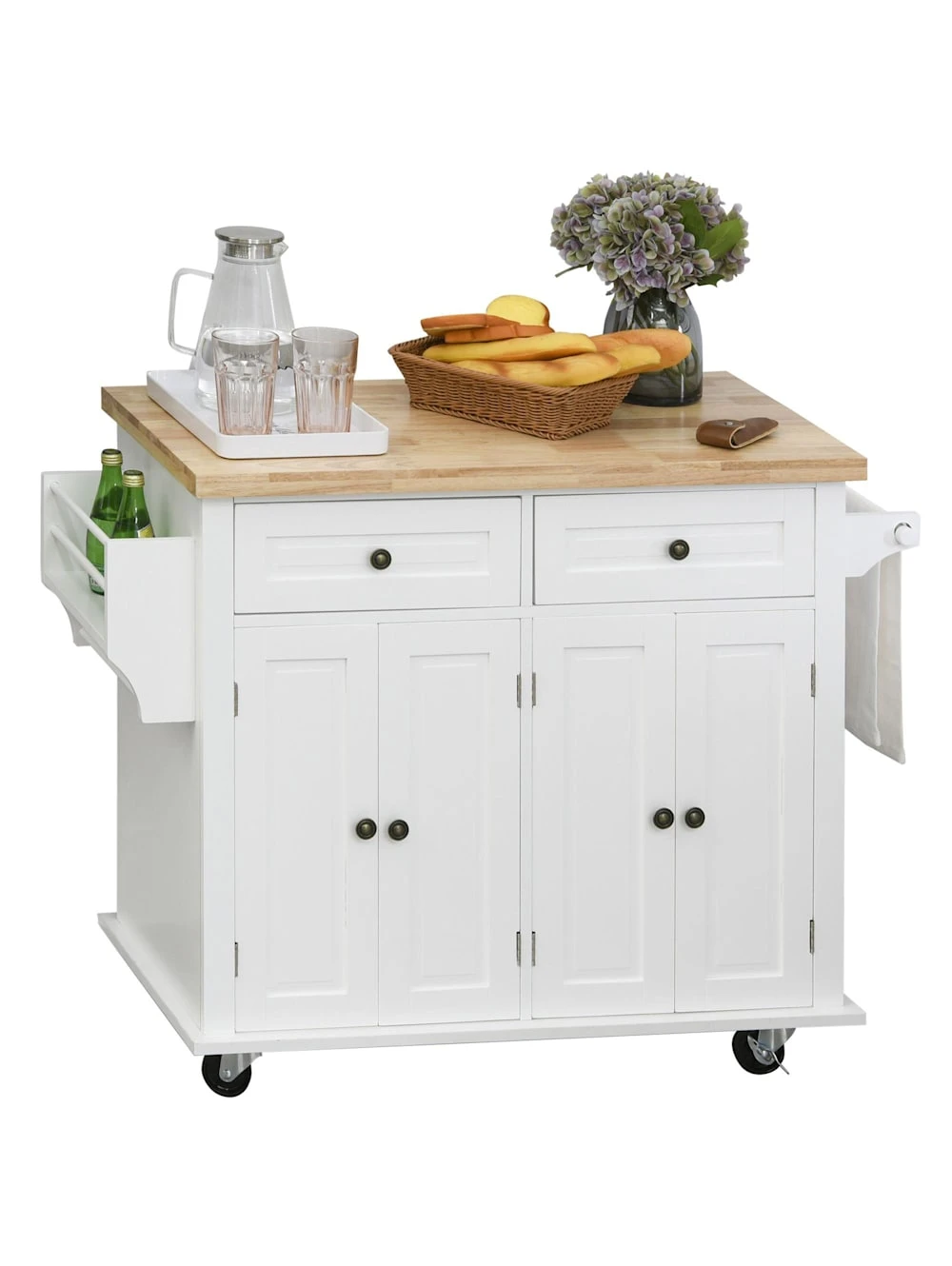 HOMCOM Küchenwagen Mit Verstellbaren Einlegeböden, Aus Massivem MDF-Holz Und Spanplatten 2 HOMCOM Küchenwagen Mit Verstellbaren Einlegeböden, Aus Massivem MDF-Holz Und Spanplatten – Bild 2