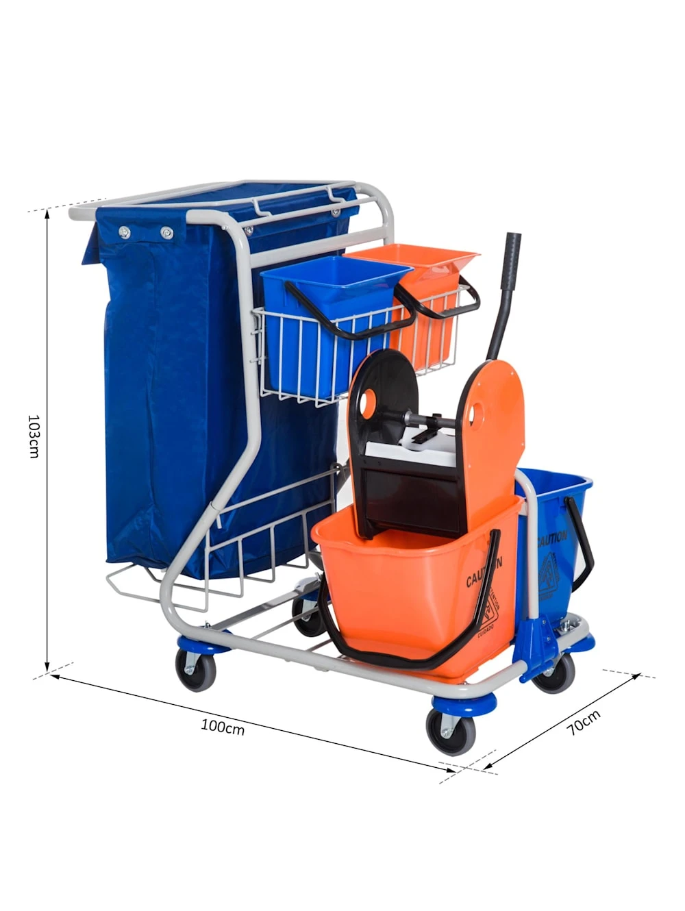 HOMCOM Putzwagen Mit 4 Fahreimern 5 HOMCOM Putzwagen Mit 4 Fahreimern – Bild 5