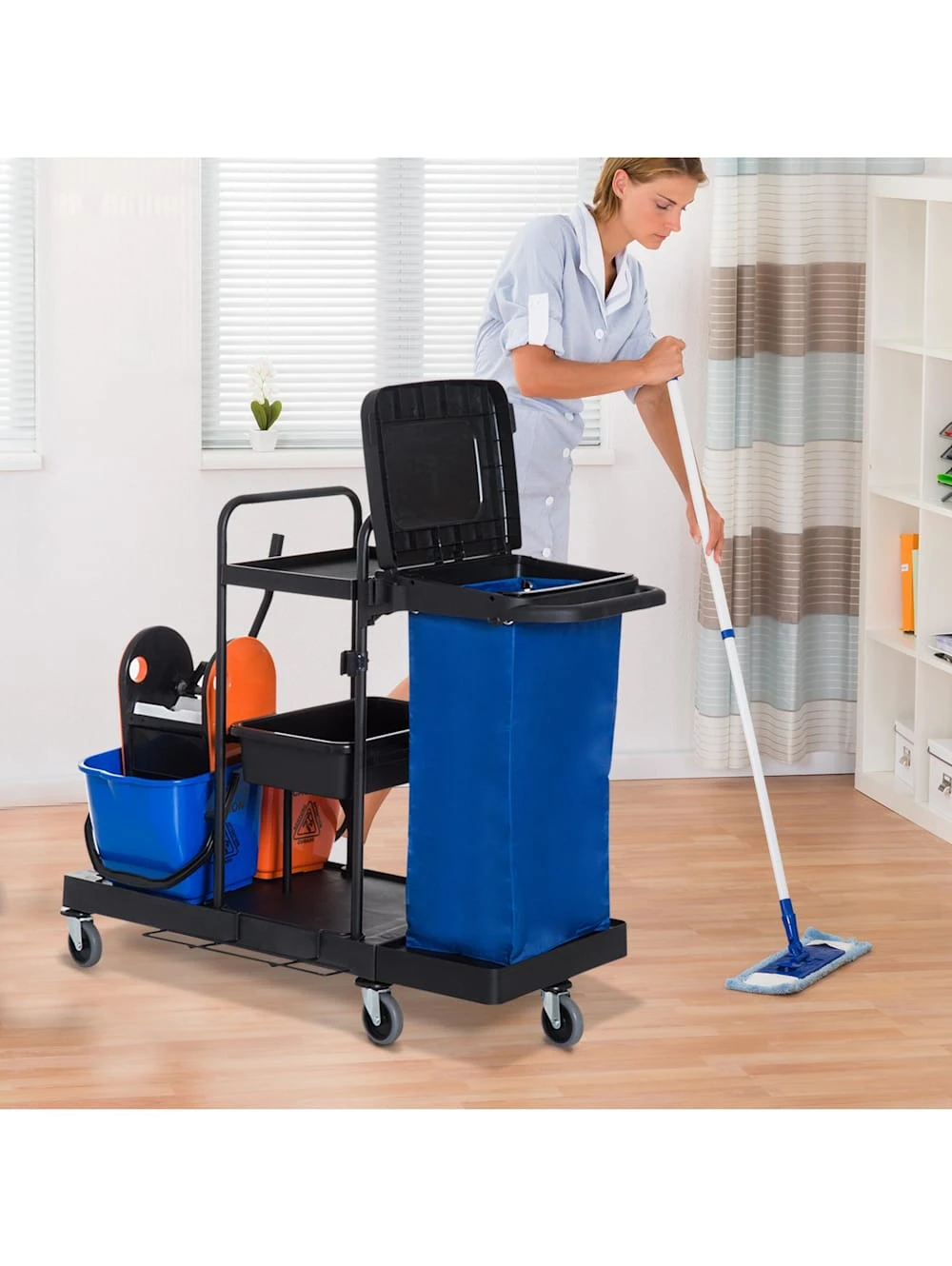 HOMCOM Putzwagen Mit 4 Leichtgängigen Rollen 4 HOMCOM Putzwagen Mit 4 Leichtgängigen Rollen – Bild 4