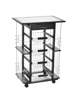 HOMCOM Servierwagen Mit Ausziehbaren Körben