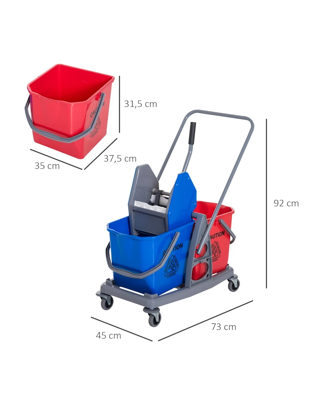 HOMCOM Wischwagen Mit 2 Eimern 5 HOMCOM Wischwagen Mit 2 Eimern – Bild 5