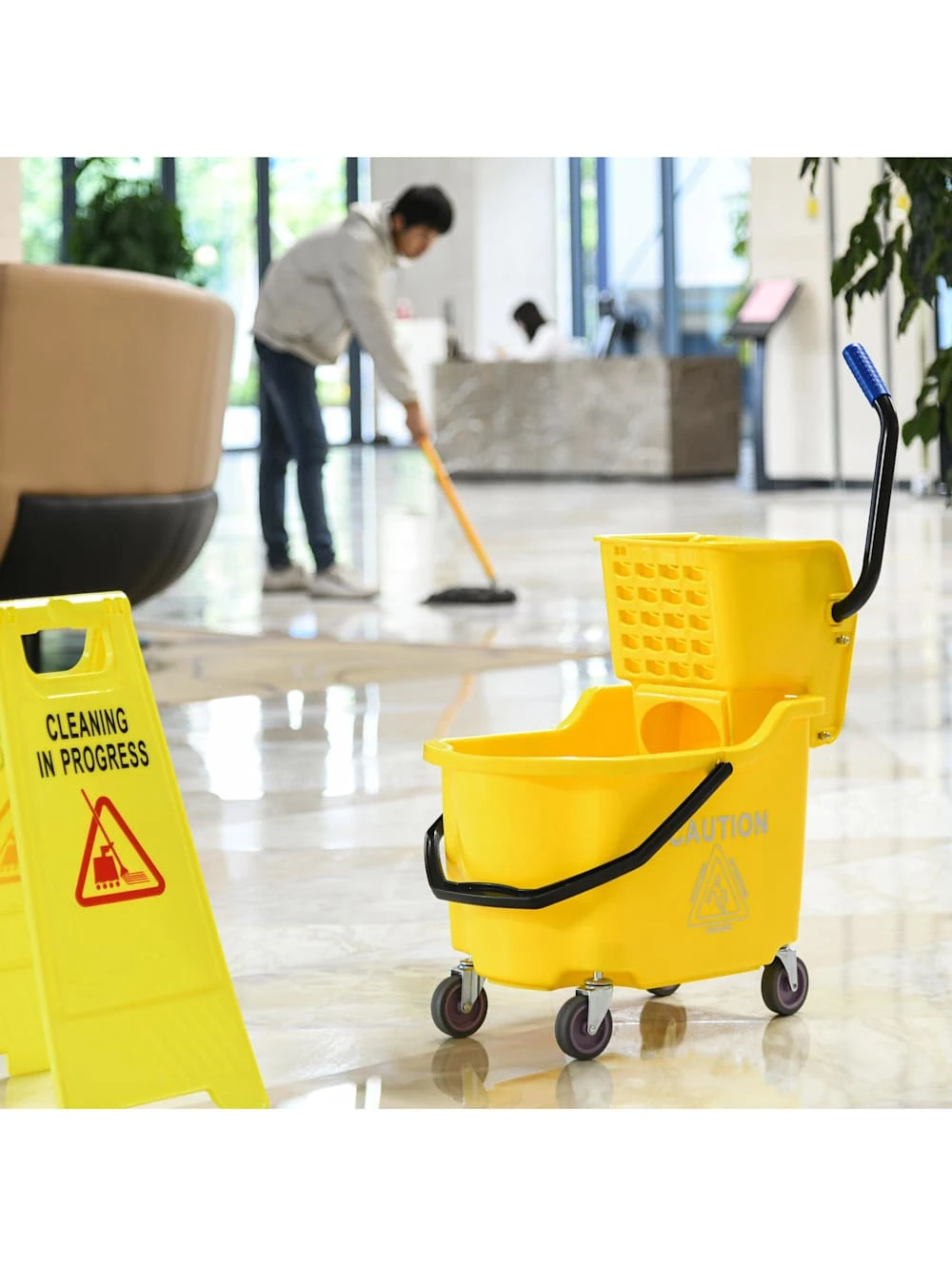 HOMCOM Wischwagen Mit Seitenpresse 4 HOMCOM Wischwagen Mit Seitenpresse – Bild 4