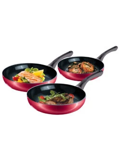 3tlg. Pfannen-Set 'Ceraflon Diamant', Rot