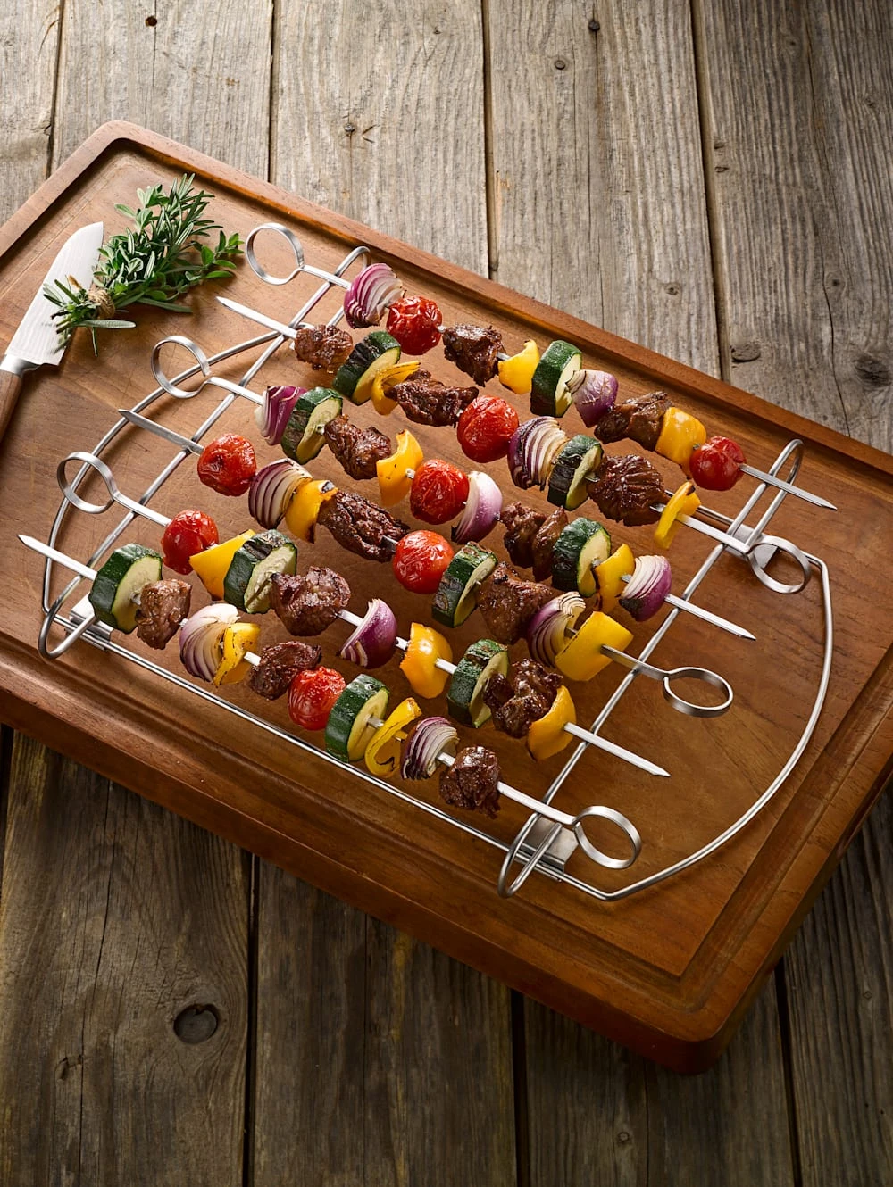 6er-Set Edelstahl-Grillspieße Mit Verchromtem Halter 1 6er-Set Edelstahl-Grillspieße Mit Verchromtem Halter