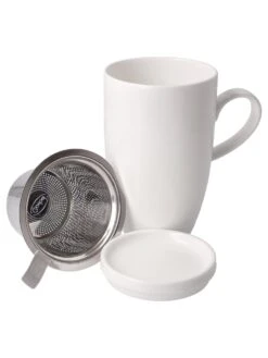 Teetasse Mit Deckel Und Sieb Weiß
