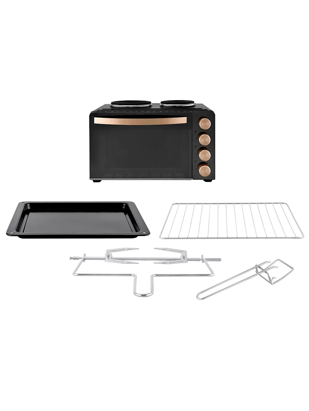 Kleinküche 'TKG MK 1003 Deluxe', Ober-& Unterhitze, Umluft, 28 Liter & 2 Kochplatten 2 Kleinküche 'TKG MK 1003 Deluxe', Ober-& Unterhitze, Umluft, 28 Liter & 2 Kochplatten – Bild 2