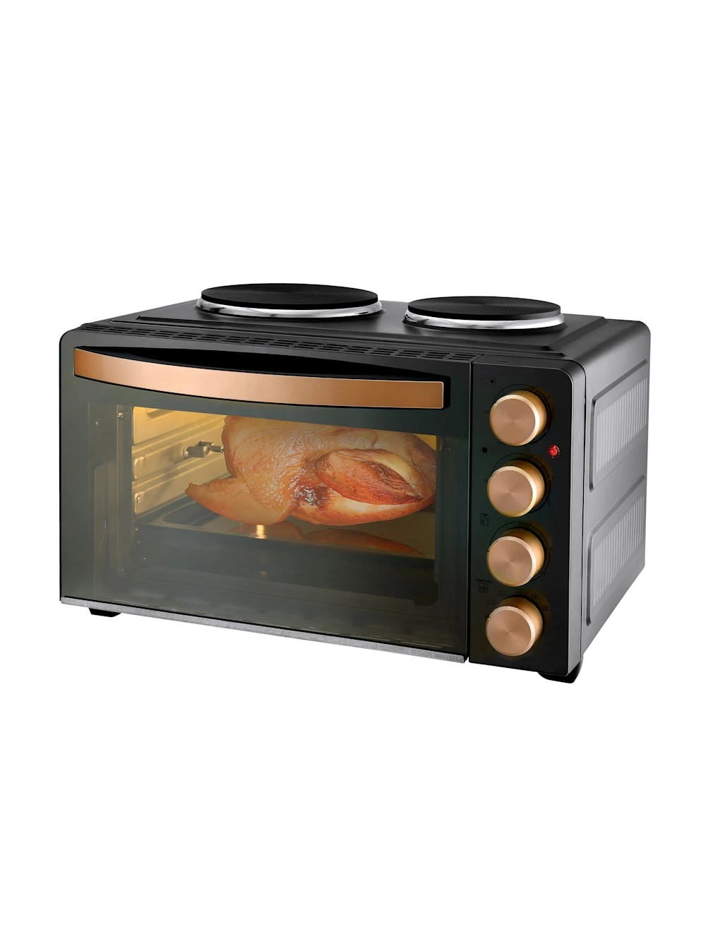 Kleinküche 'TKG MK 1003 Deluxe', Ober-& Unterhitze, Umluft, 28 Liter & 2 Kochplatten 1 Kleinküche 'TKG MK 1003 Deluxe', Ober-& Unterhitze, Umluft, 28 Liter & 2 Kochplatten