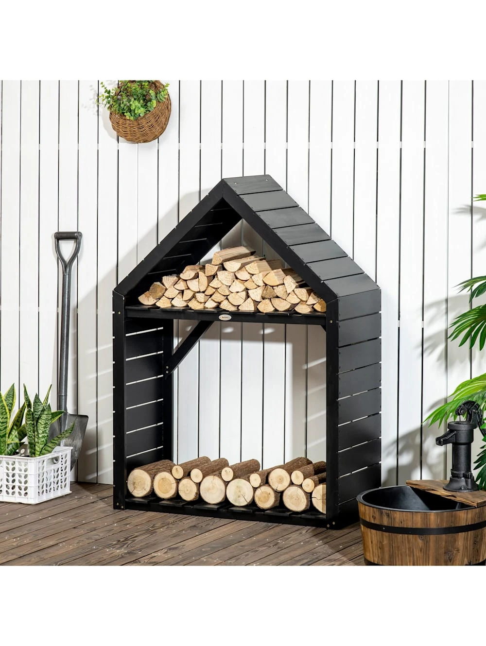 OUTSUNNY Kaminholzregal Mit 2 Ebenen 4 OUTSUNNY Kaminholzregal Mit 2 Ebenen – Bild 4