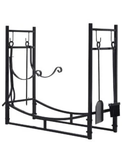 OUTSUNNY Kaminholzregal Mit Leicht Geschwungener Halterungen