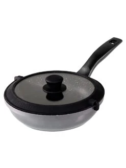 Halb- & Halb-Pfanne Mit Herausnehmbarer Abtrennung & Deckel Mit Abgießfunktion, Ø 24 Cm