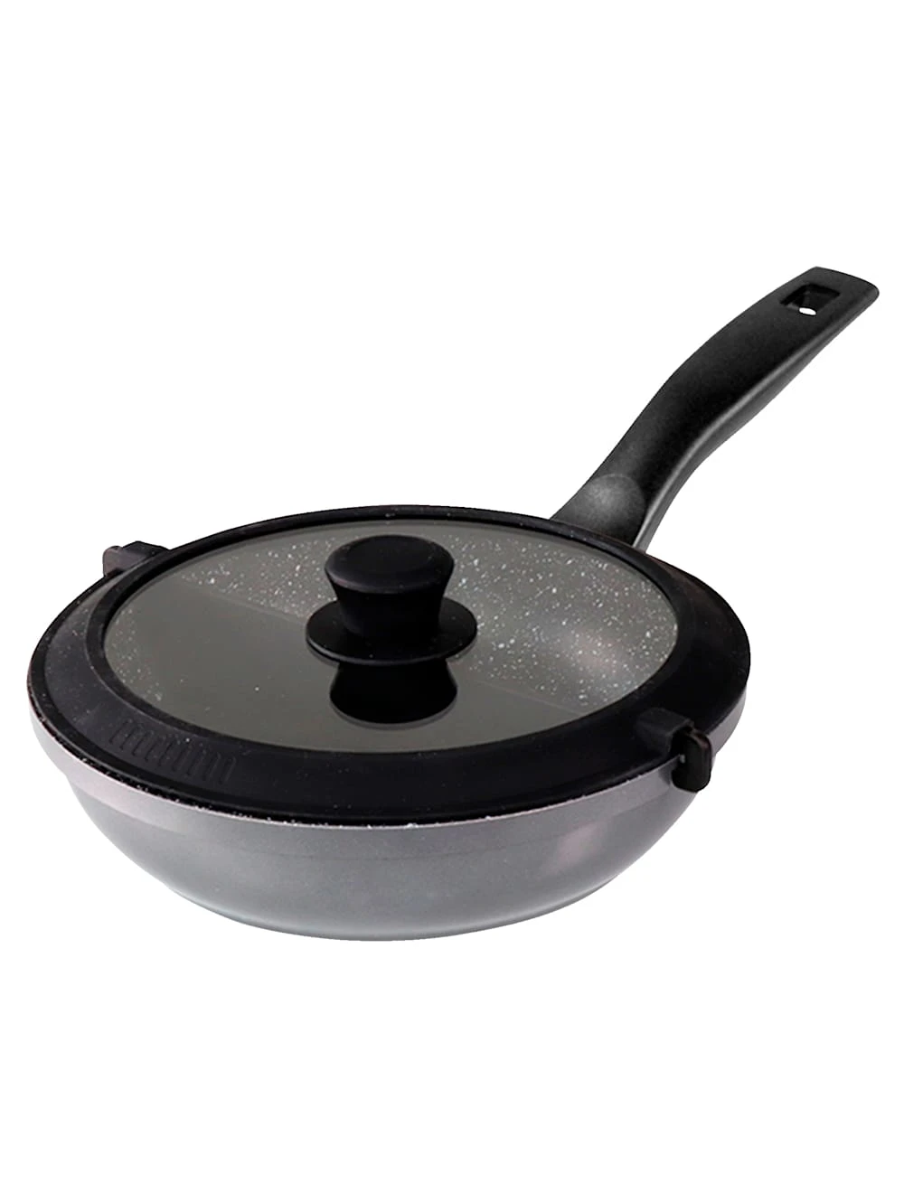 Halb- & Halb-Pfanne Mit Herausnehmbarer Abtrennung & Deckel Mit Abgießfunktion, Ø 24 Cm 1 Halb- & Halb-Pfanne Mit Herausnehmbarer Abtrennung & Deckel Mit Abgießfunktion, Ø 24 Cm