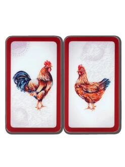 Wenko 2er-Set Herdabdeckplatten "Farm Huhn & Hahn"