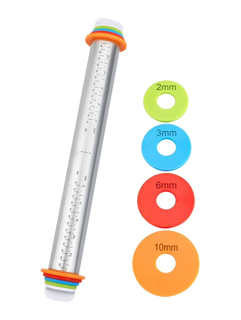 Wenko Edelstahl-Teigrolle Mit Abstandhalter, 4 Teigdicken, Mess-Skala Bis 34 Cm 1 Wenko Edelstahl-Teigrolle Mit Abstandhalter, 4 Teigdicken, Mess-Skala Bis 34 Cm