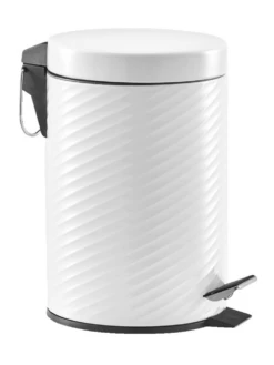 Treteimer, 3 Liter, Metall Weiß